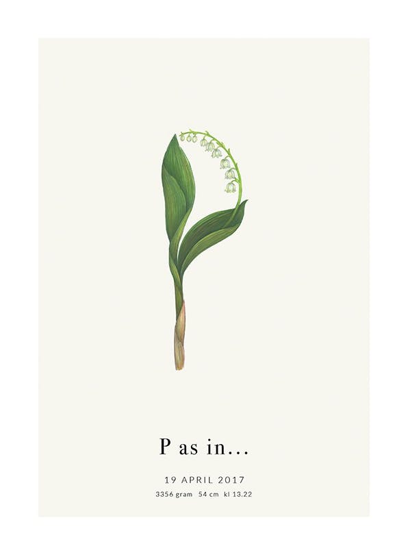 Botanic Letter P Personal Plakat (30x40 cm)- Plakaty personalizowane