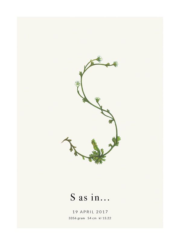 Prints - Botanic Letter S Personal (30x40 cm) - Personalised prints