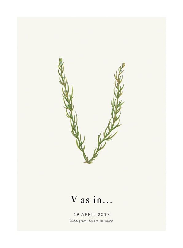 Botanic Letter V Personal Juliste (30x40 cm)  Persoonalliset julisteet