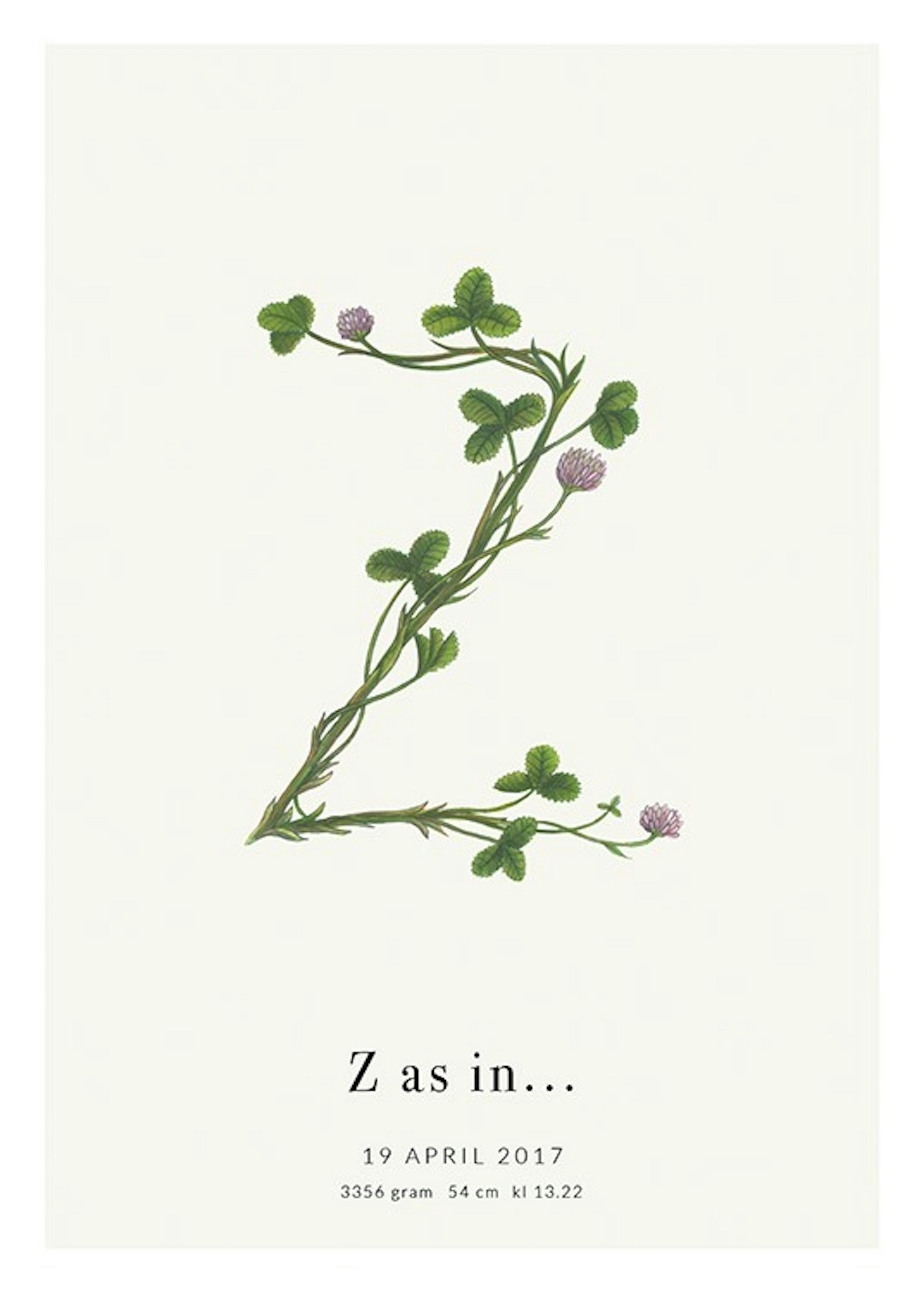 Botanic Letter Z Personal Plakat