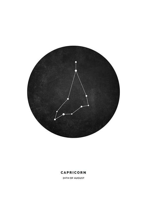 Prints - Star Sign Black Capricorn Personal (30x40 cm) - Personalised prints