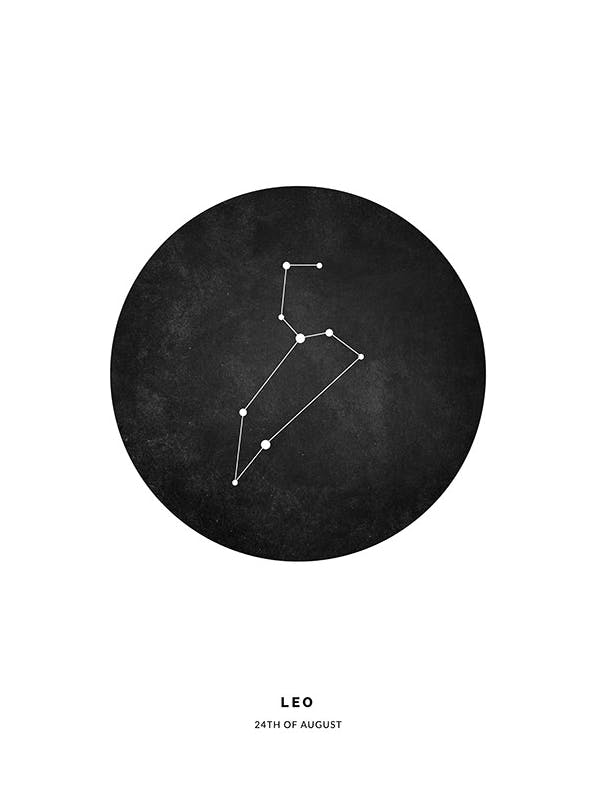 Personliga tavlor Star Sign Black Leo Personal Poster (30x40 cm)