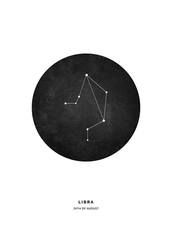 Star Sign Black Libra Personal Poster (50x70 cm) - Gepersonaliseerde posters