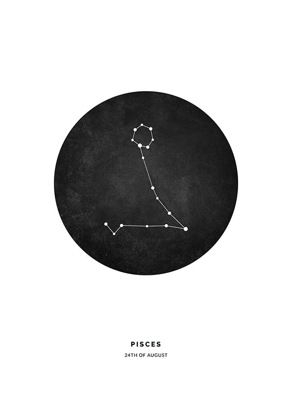Prints - Star Sign Black Pisces Personal (30x40 cm) - Personalised prints