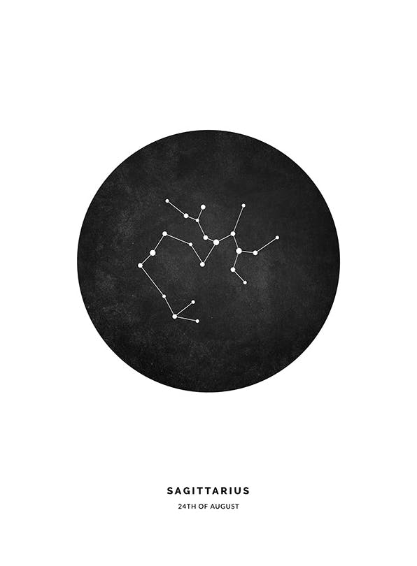 Star Sign Black Sagittarius Personal Plakat (50x70 cm)- Plakaty personalizowane
