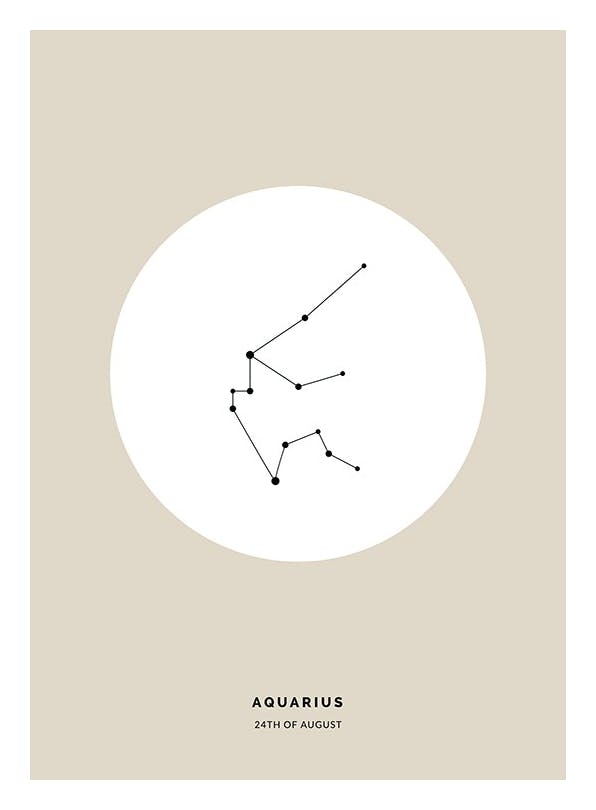Prints - Star Sign Beige Aquarius Personal (30x40 cm) - Personalised prints