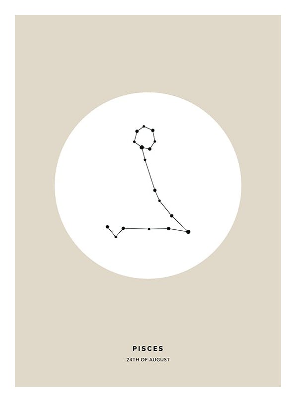Star Sign Beige Pisces Personal Plakat (30x40 cm)- Plakaty personalizowane