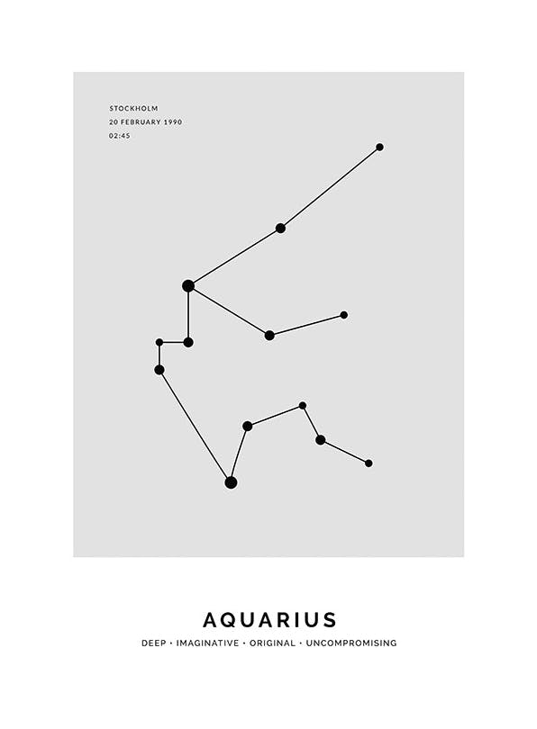 Constellation Grey Aquarius Personal Affiche (30x40 cm) - Affiches personnalisées