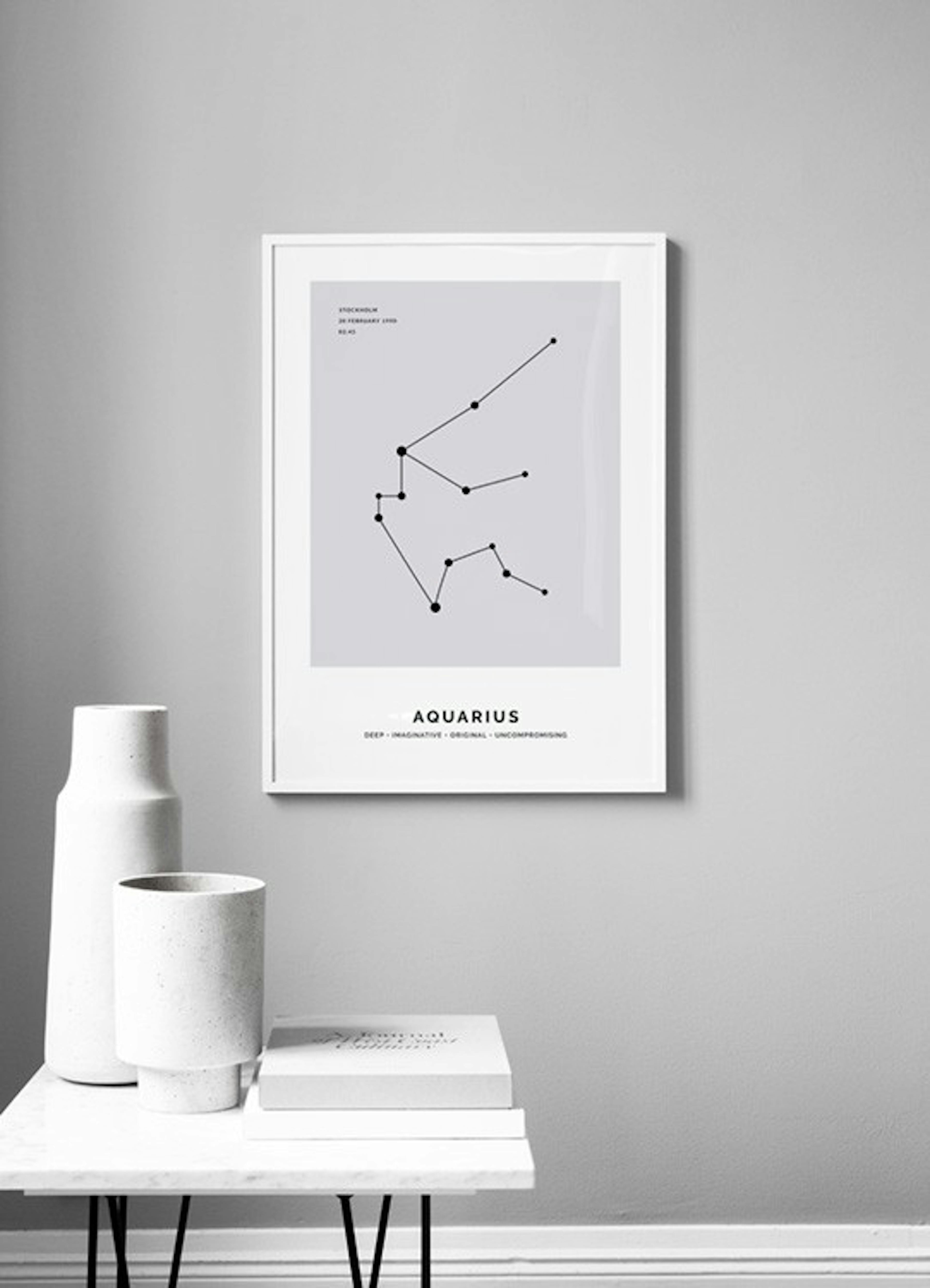 Constellation Grey Aquarius Personal Poster