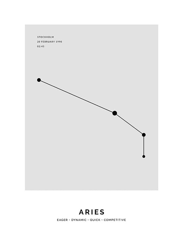 Constellation Grey Aries Personal Poster (50x70 cm) - Personalisierte Poster
