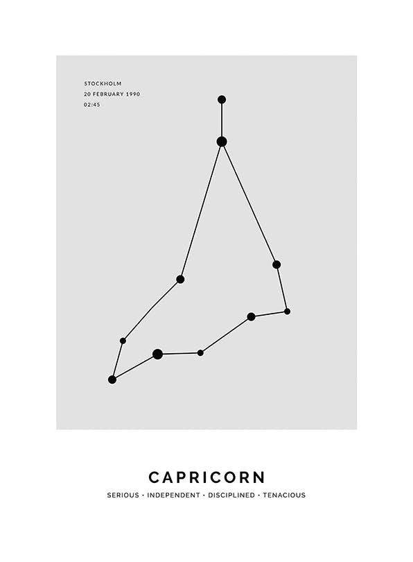 Constellation Grey Capricorn Personal Poster (50x70 cm) -  Personalisierte Poster