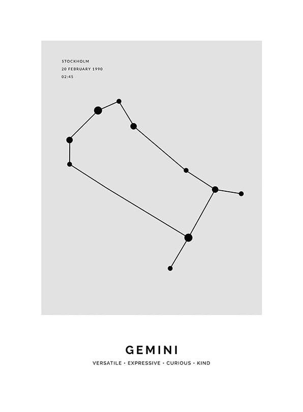 Prints - Constellation Grey Gemini Personal (30x40 cm) - Personalised prints