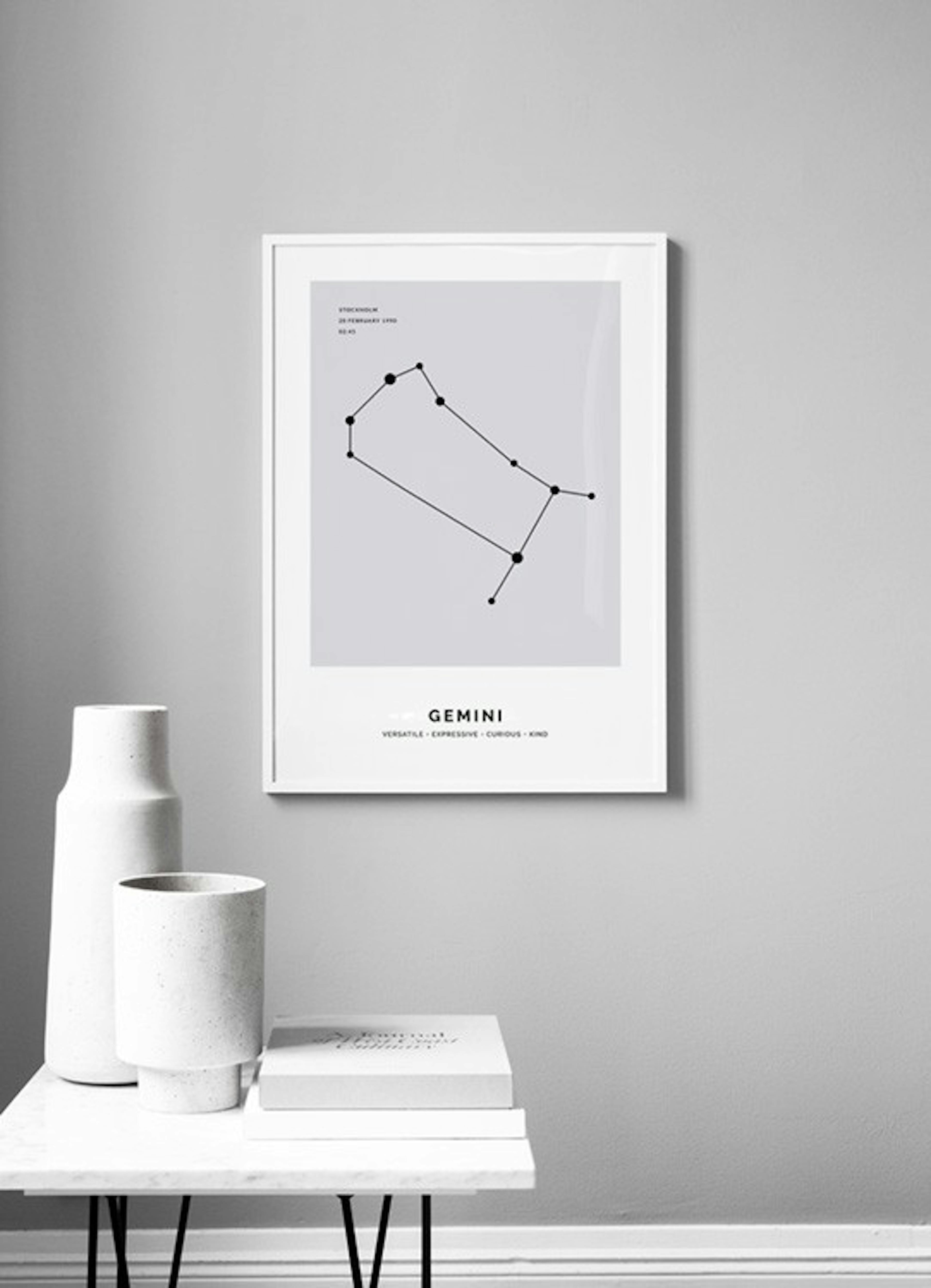 Constellation Grey Gemini Personal Plakat