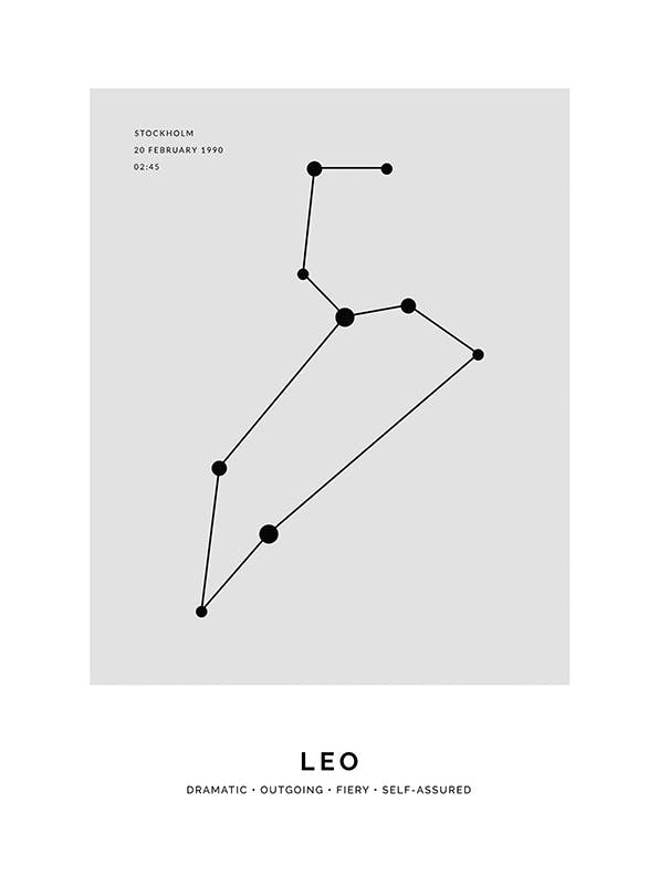 Prints - Constellation Grey Leo Personal (50x70 cm) - Personalised prints