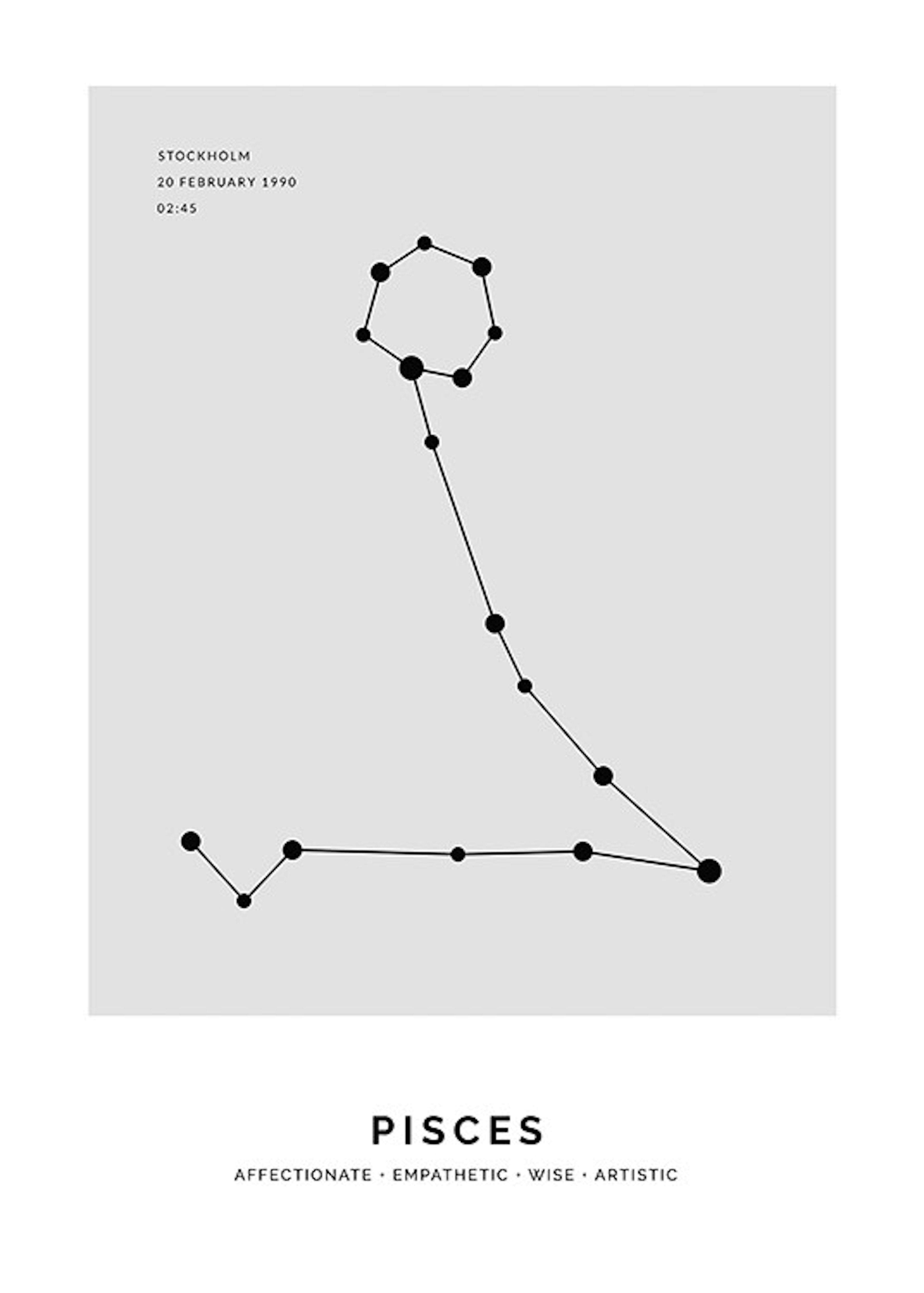 Constellation Grey Pisces Personal Plakat