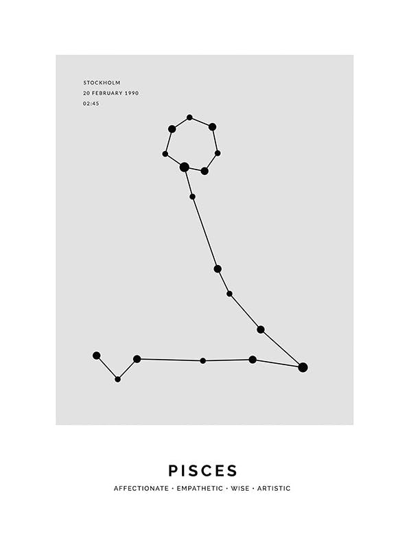 Prints - Constellation Grey Pisces Personal (30x40 cm) - Personalised prints