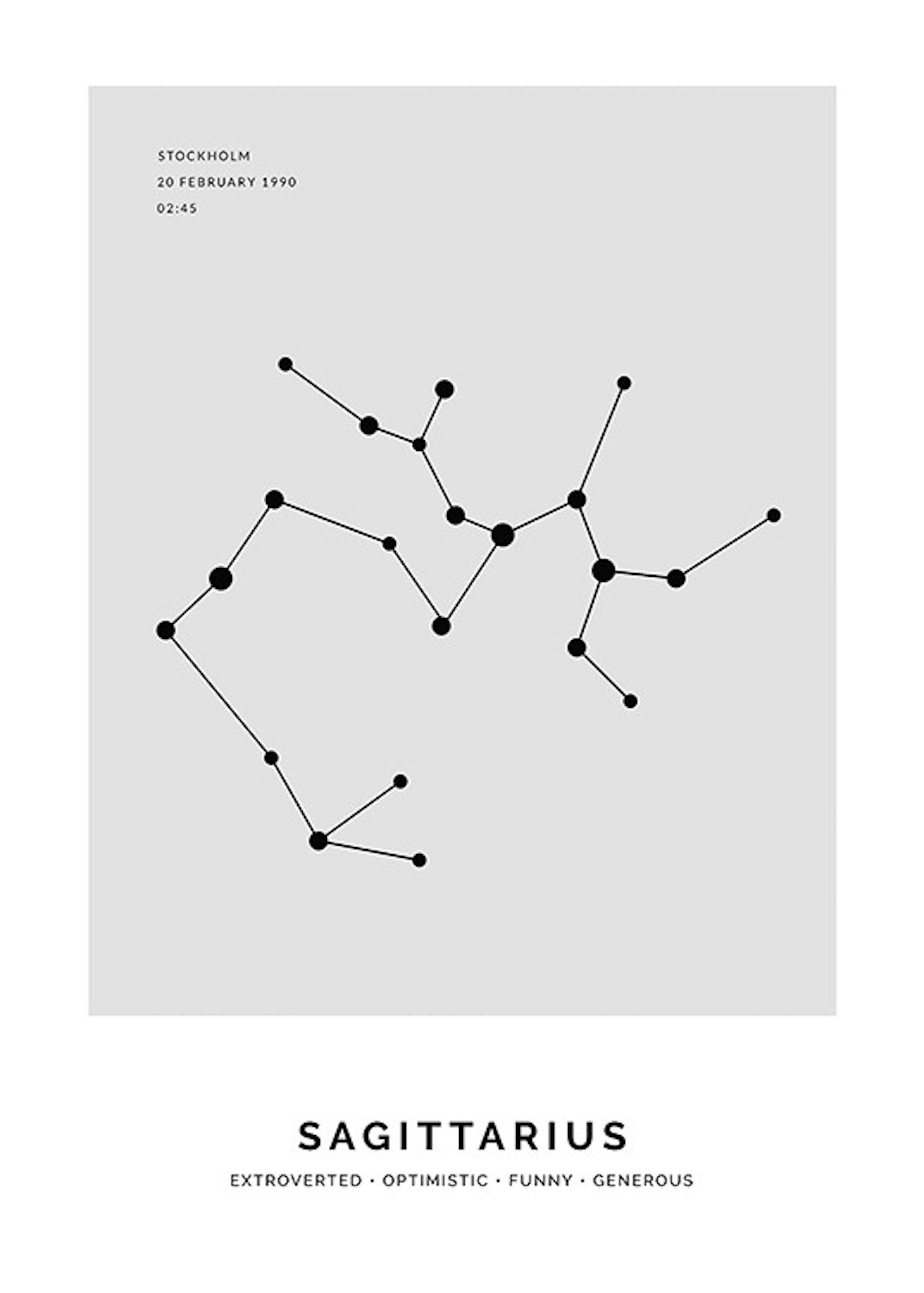 Constellation Grey Sagittarius Personal Affiche