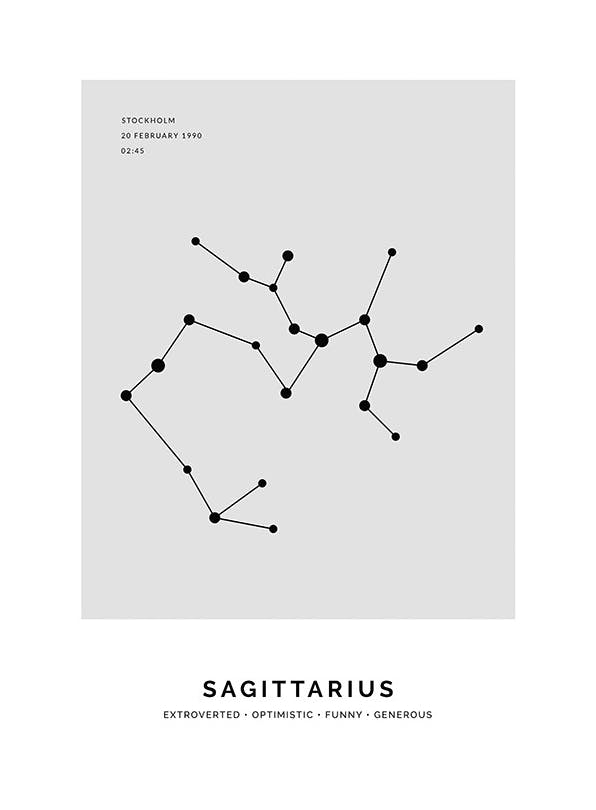 Constellation Grey Sagittarius Personal Juliste (30x40 cm)  Persoonalliset julisteet