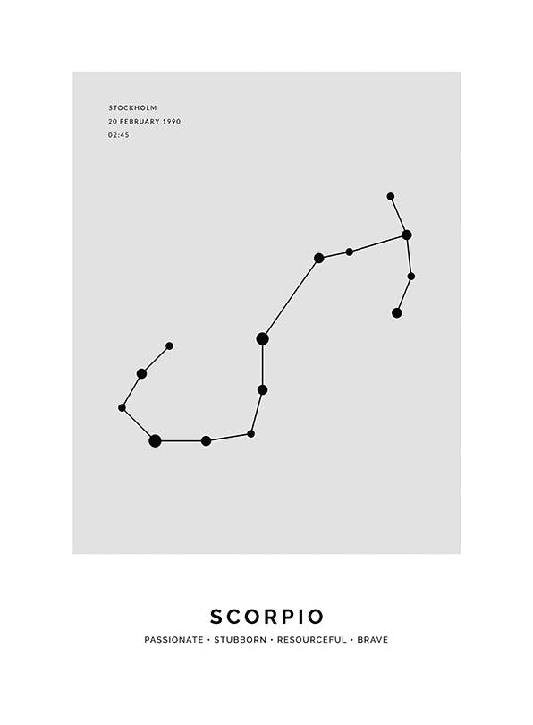 Constellation Grey Scorpio Personal Plakat (30x40 cm)- Plakaty personalizowane
