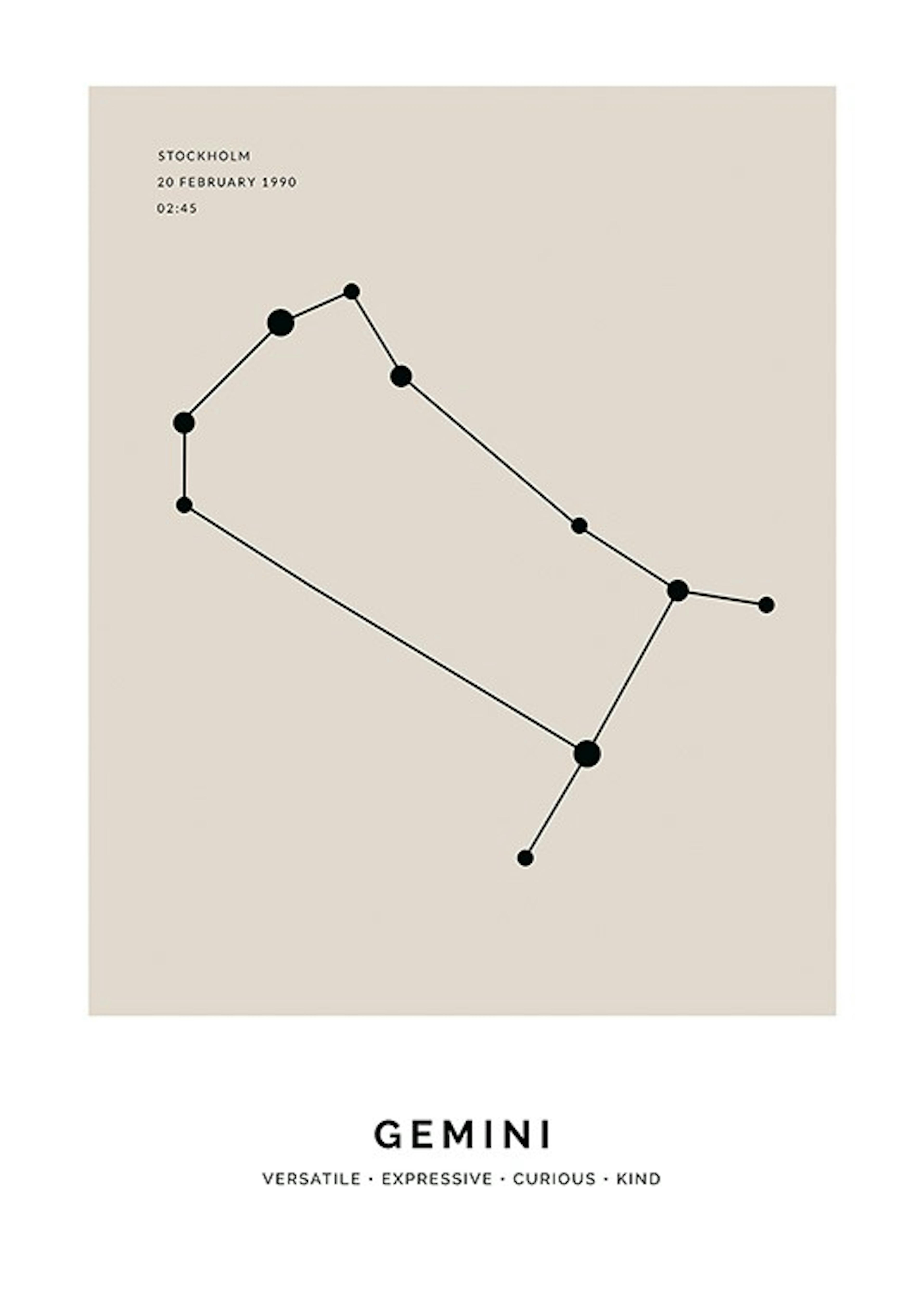 Constellation Beige Gemini Personal Plakat
