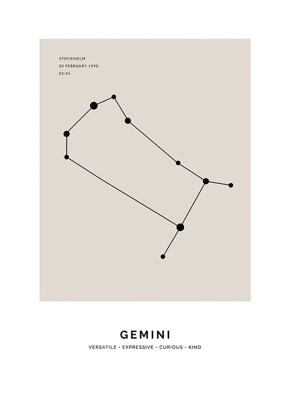 Constellation Beige Gemini Personal Affiche (50x70 cm) - Affiches personnalisées