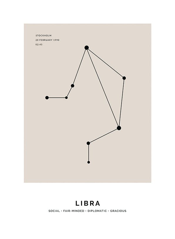 Constellation Beige Libra Personal Juliste (50x70 cm)  Persoonalliset julisteet