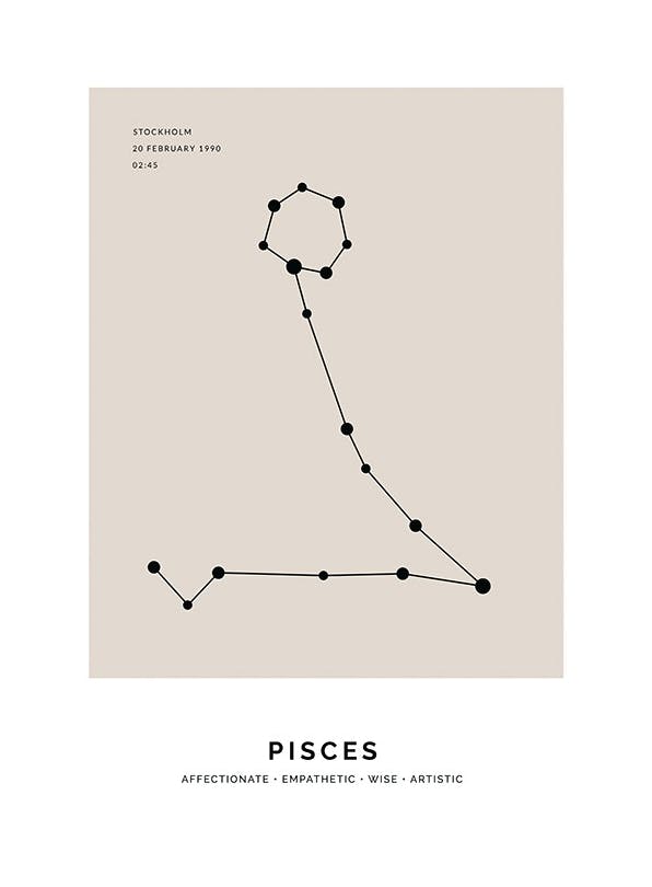 Constellation Beige Pisces Personal Poster (30x40 cm) -  Personalisierte Poster