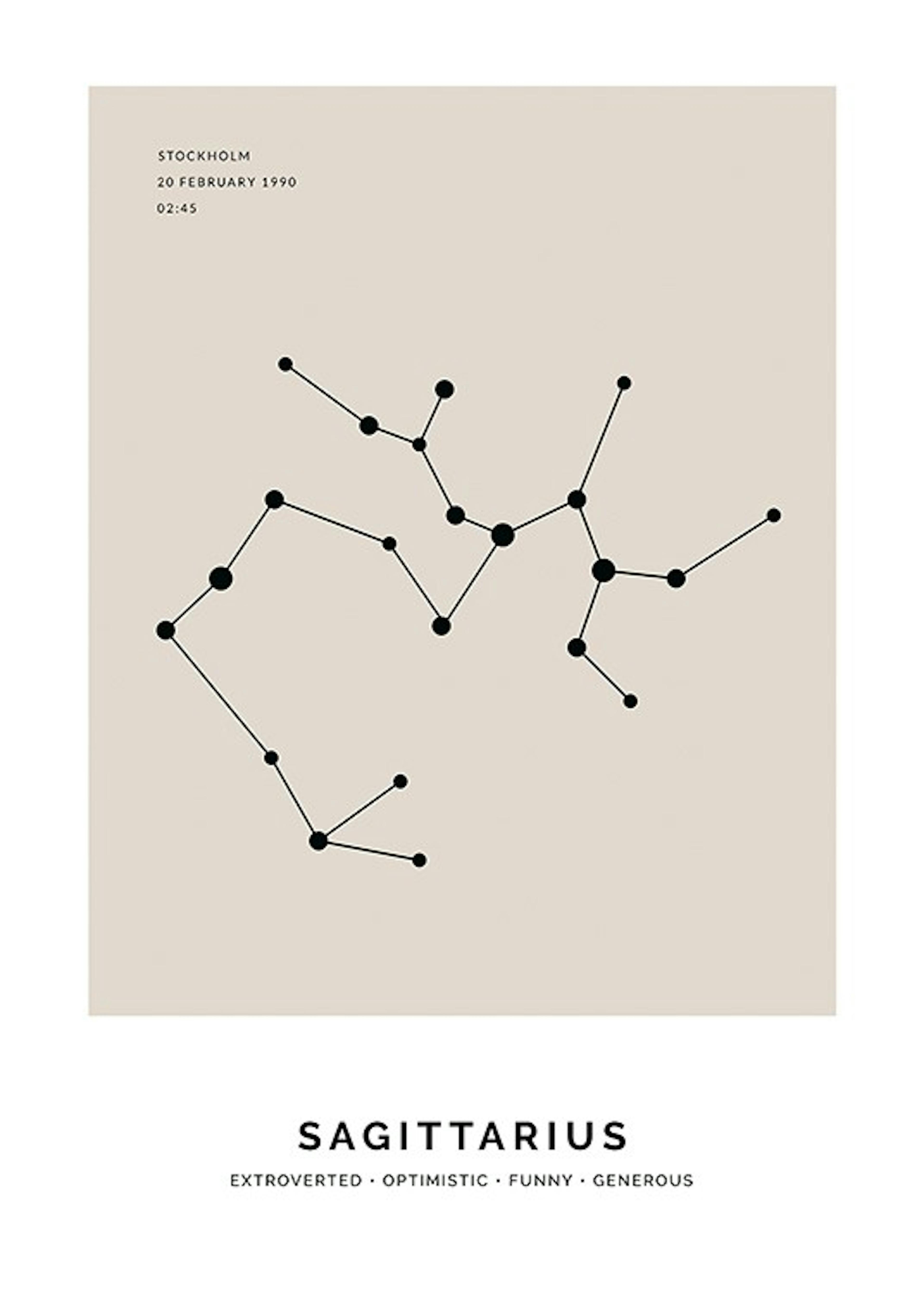 Constellation Beige Sagittarius Personal Affiche
