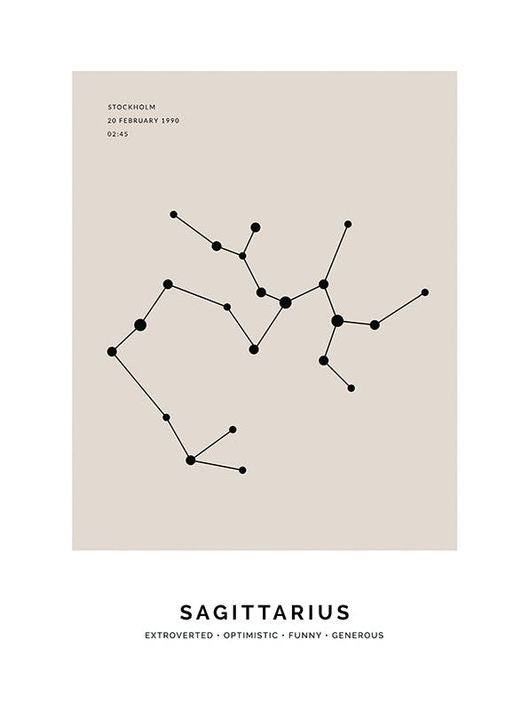 Prints - Constellation Beige Sagittarius Personal (50x70 cm) - Personalised prints