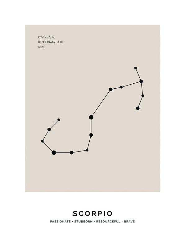 Constellation Beige Scorpio Personal Plakat (50x70 cm)- Plakaty personalizowane