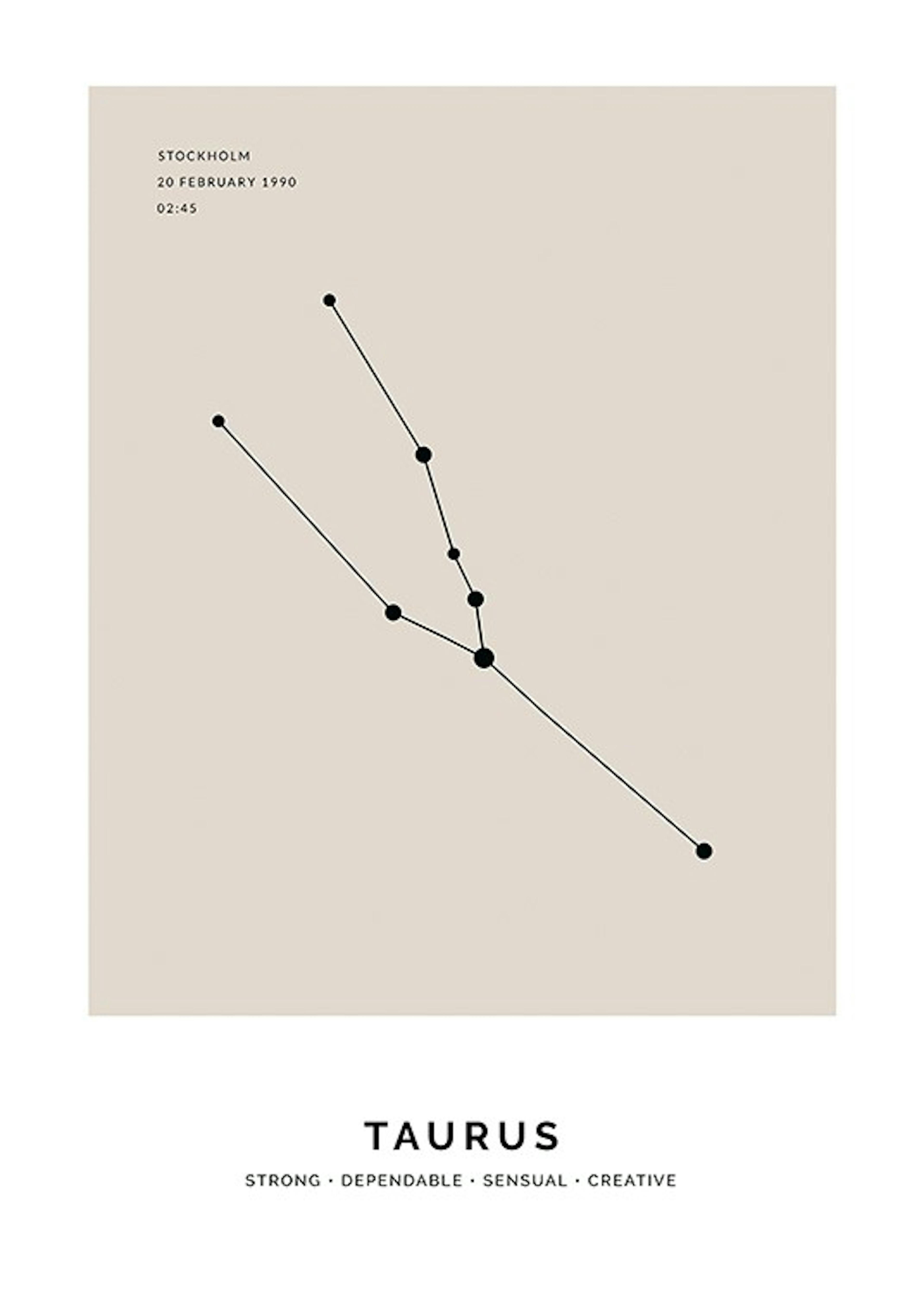 Constellation Beige Taurus Personal Plakat