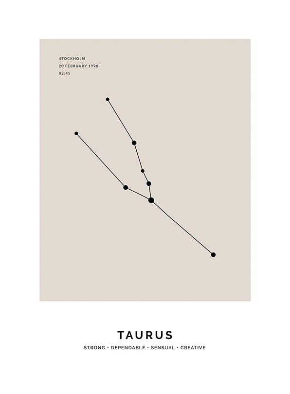 Constellation Beige Taurus Personal Affiche (30x40 cm) - Affiches personnalisées