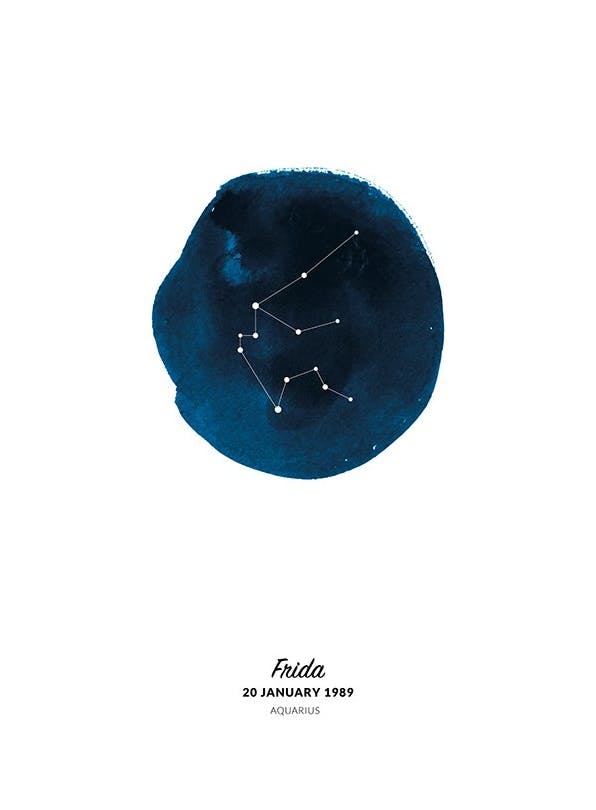 Zodiac Sign Aquarius Personal Plakat (50x70 cm) - Plakater > Personlige posters