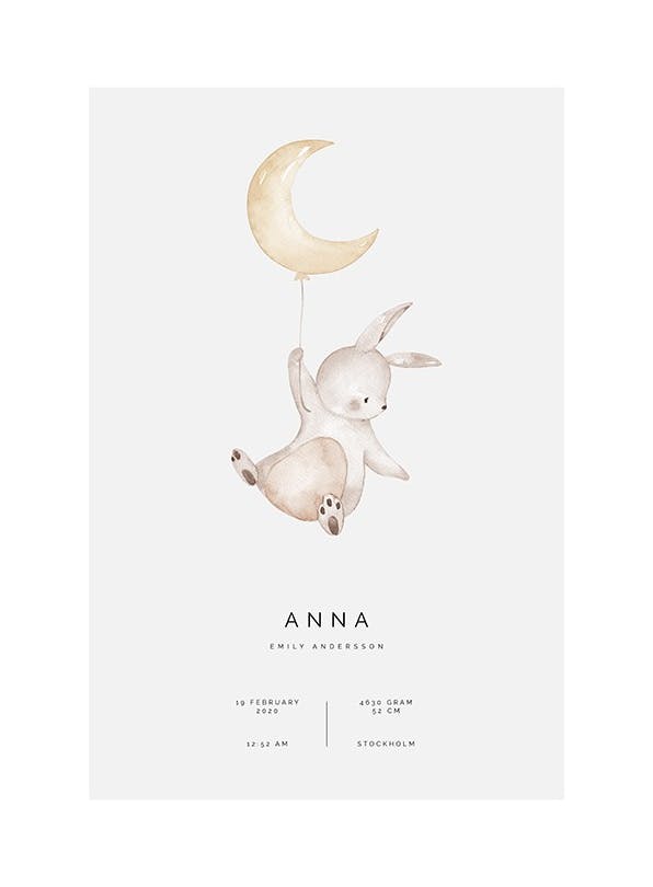 Flying Bunny Personal Affiche (50x70 cm) - Affiches personnalisées