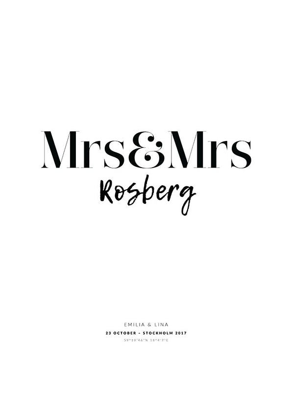Mrs And Mrs Personal Poster (30x40 cm) -  Personalisierte Poster