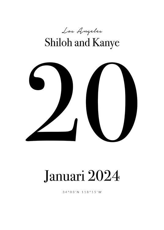 Calendar 2024 Black Personal Affiche