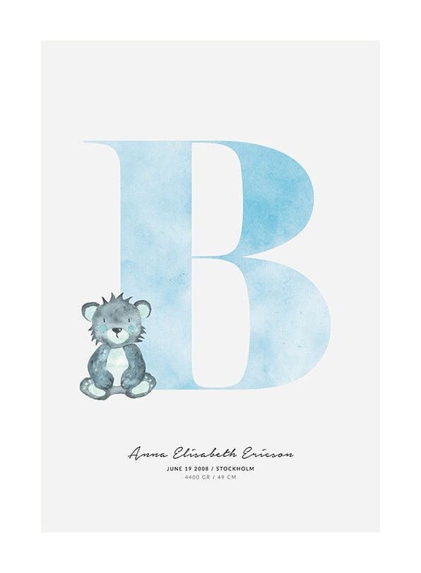 Prints - Kids Letter B Personal (50x70 cm) - Personalised prints