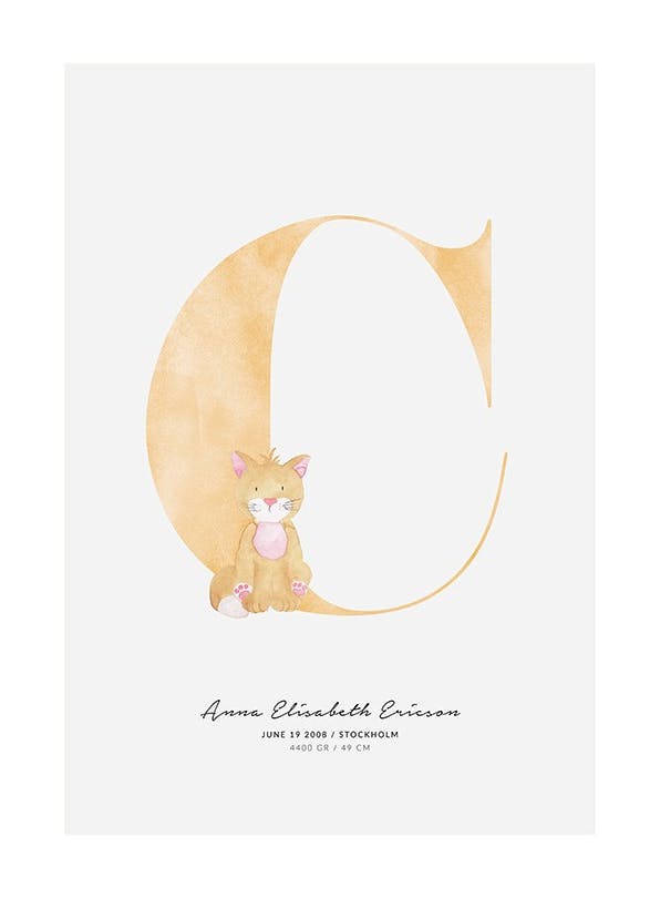 Personliga tavlor Kids Letter C Personal Poster (30x40 cm)