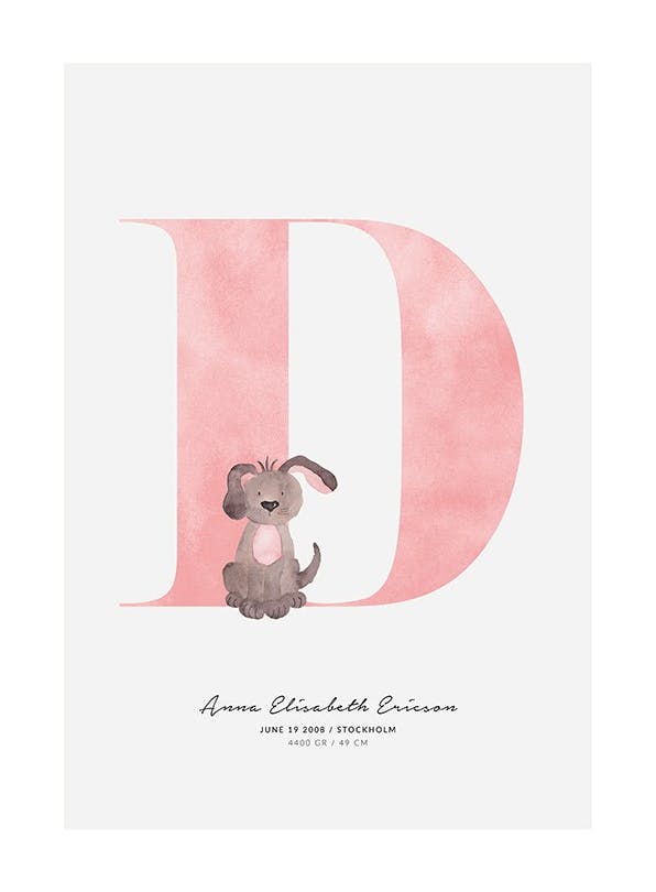 Kids Letter D Personal Poster (30x40 cm) -  Personalisierte Poster