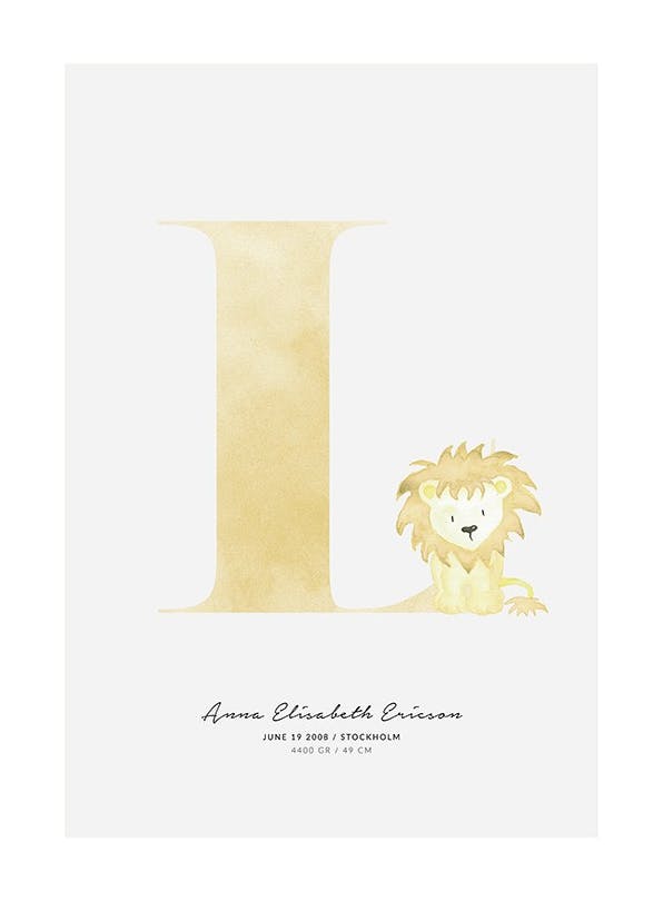 Kids Letter L Personal Plakat (50x70 cm)- Plakaty personalizowane