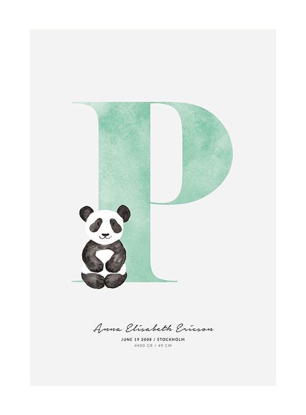 Prints - Kids Letter P Personal (50x70 cm) - Personalised prints