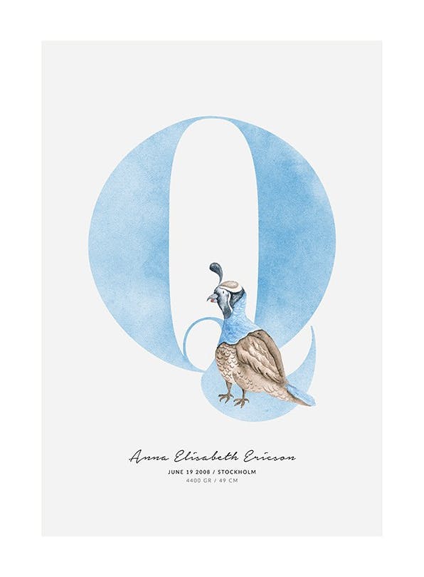 Kids Letter Q Personal Poster (50x70 cm) -  Personalisierte Poster