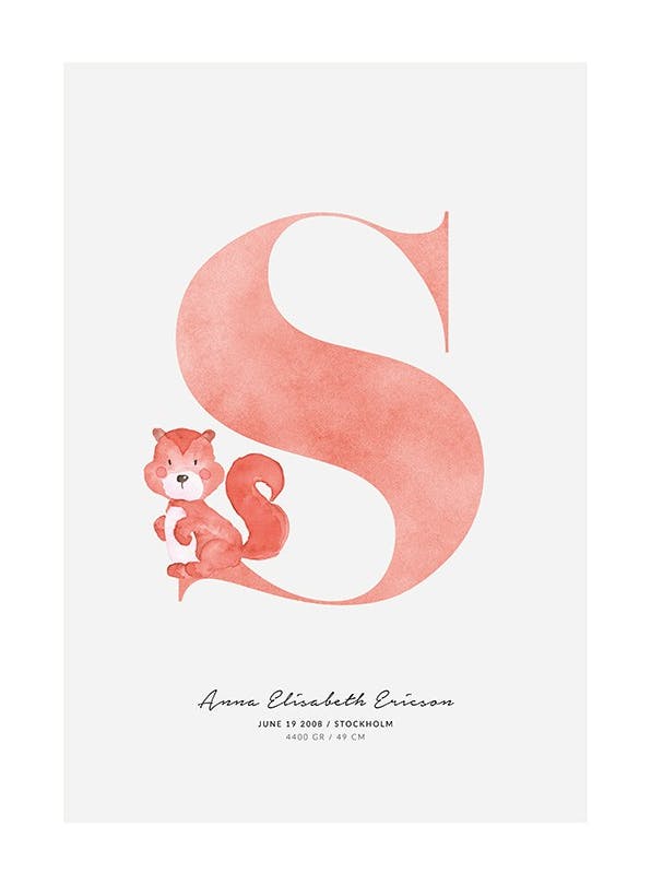 Kids Letter S Personal Poster (50x70 cm) -  Personalisierte Poster