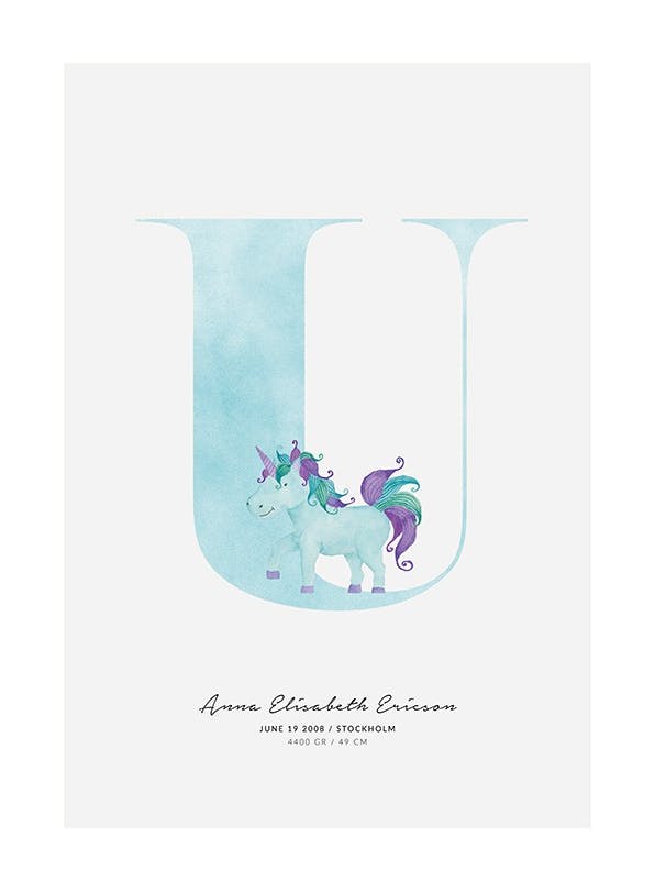 Prints - Kids Letter U Personal (30x40 cm) - Personalised prints