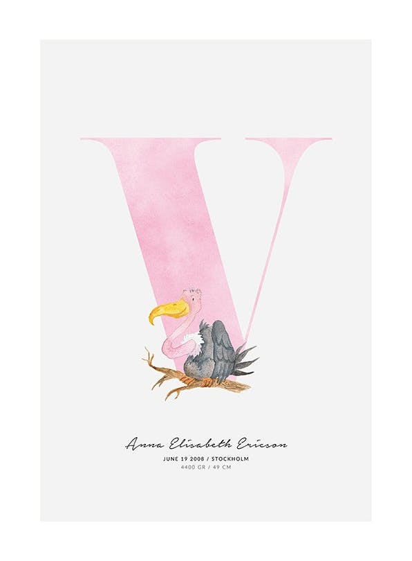 Kids Letter V Personal Plakat (30x40 cm) - Plakater > Personlige posters
