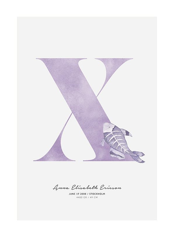 Prints - Kids Letter X Personal (50x70 cm) - Personalised prints