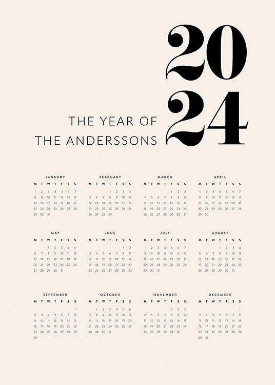 Calendar 2024 Beige Personal Poster
