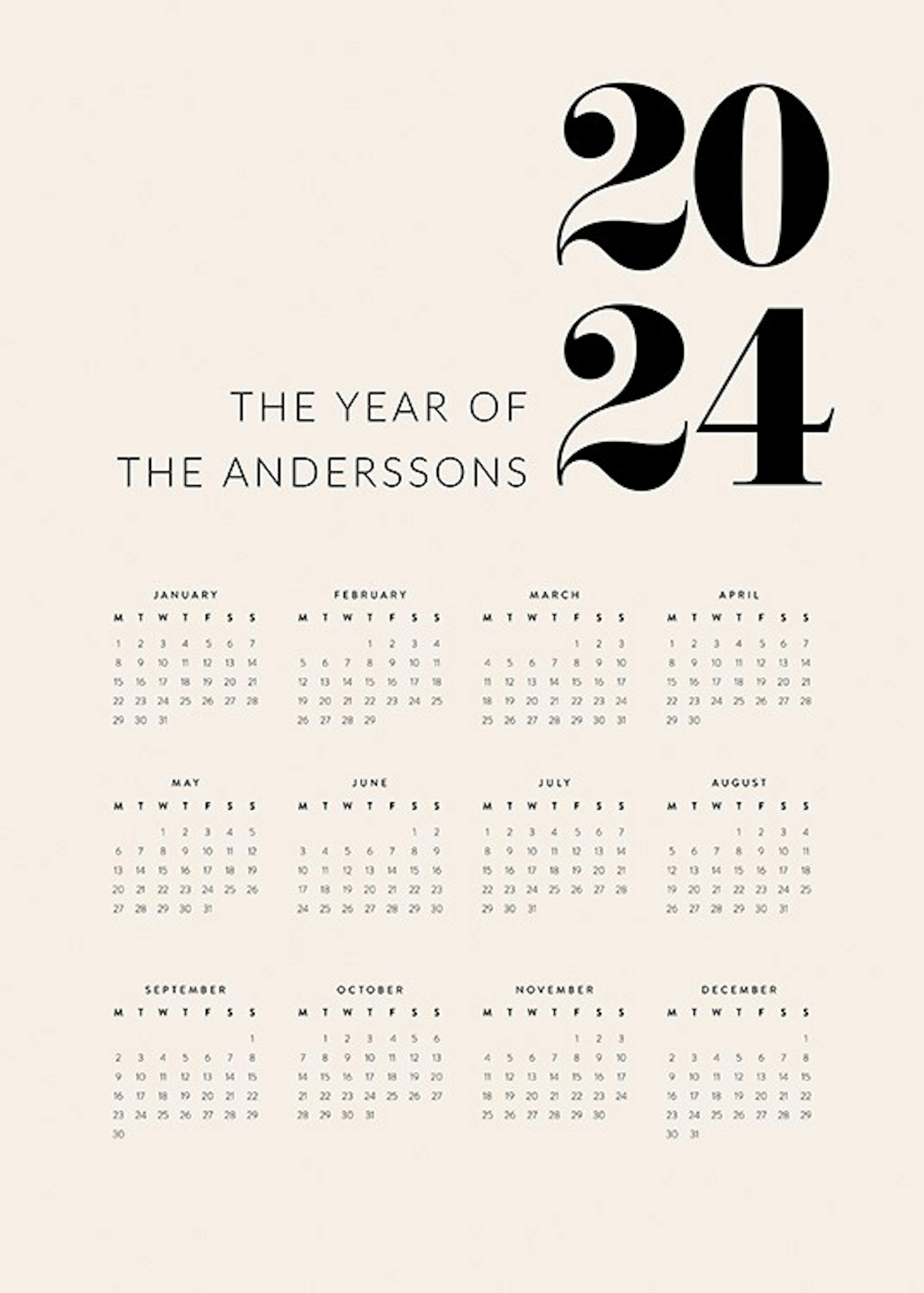 Calendar 2024 Beige Personal Plakát 0