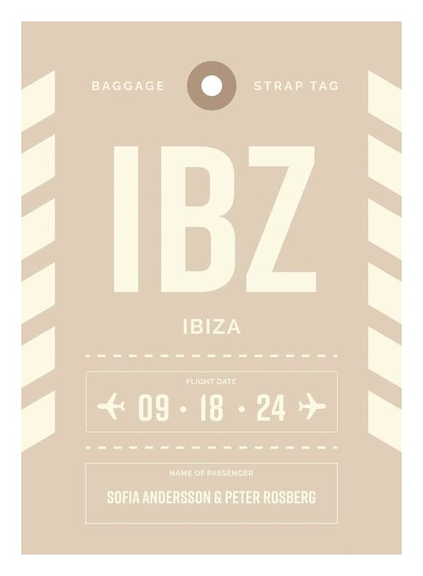 Baggage Tag No2 Beige Personal Affiche (30x40 cm) - Affiches personnalisées