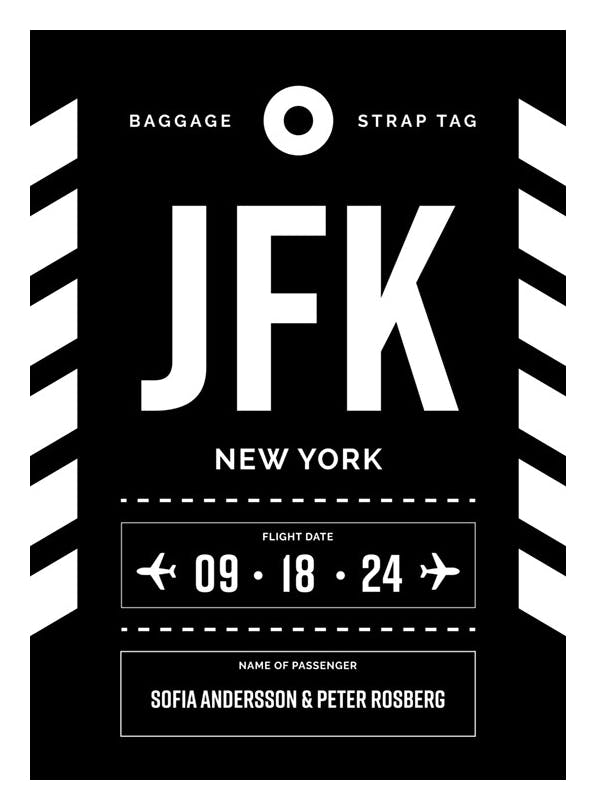 Prints - Baggage Tag No2 Black Personal Poster (30x40 cm) - Personalised prints